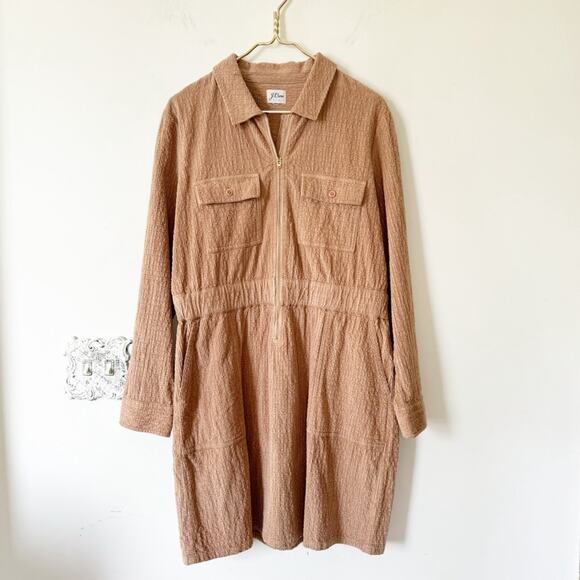 J. Crew Tan Corduroy Zip Front Utility Dress XL - Picture 3 of 8